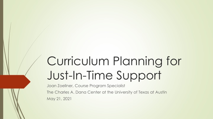 curriculum planning for just in time support joan n.w