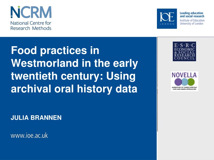 food practices in westmorland in the early n.w
