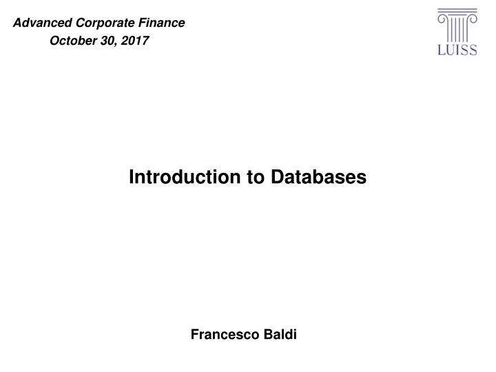 advanced corporate finance october 30 2017 n.w