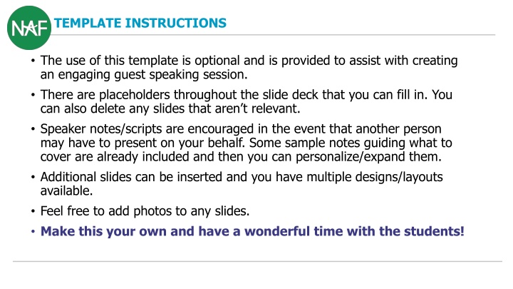 template instructions n.w