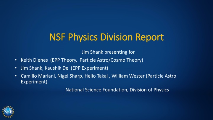 nsf physics division report nsf physics division n.w