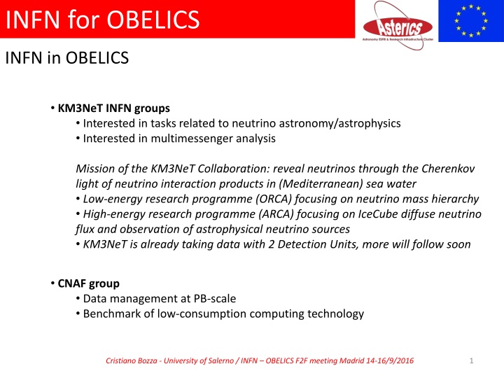 infn for obelics n.w