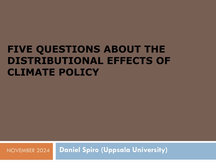 five questions about the distributional effects n.w