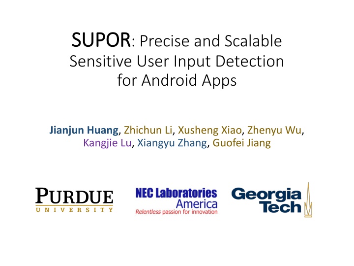 supor supor precise and scalable sensitive user n.w