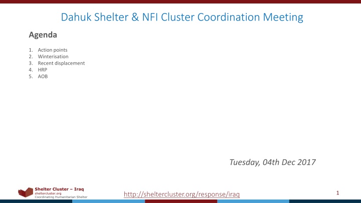 dahuk shelter nfi cluster coordination meeting n.w