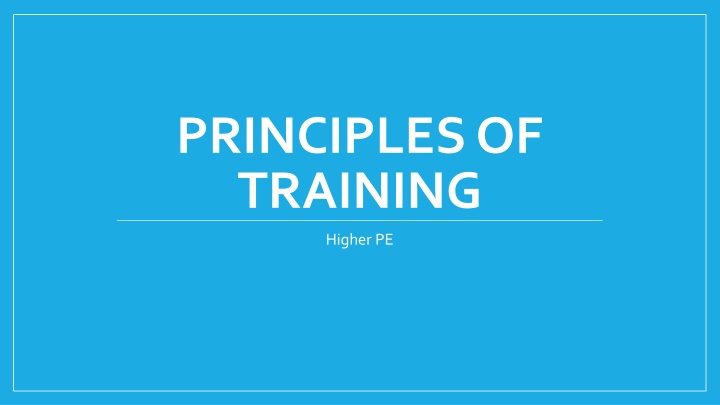 principles of training n.w