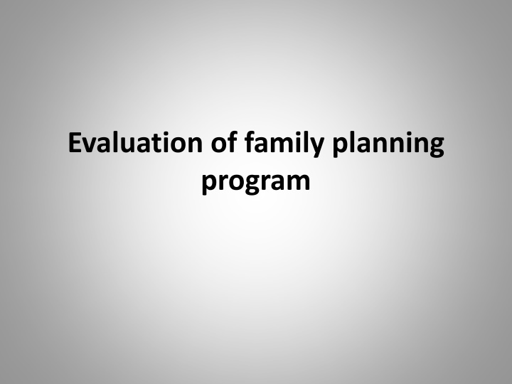 evaluation of family planning program n.w