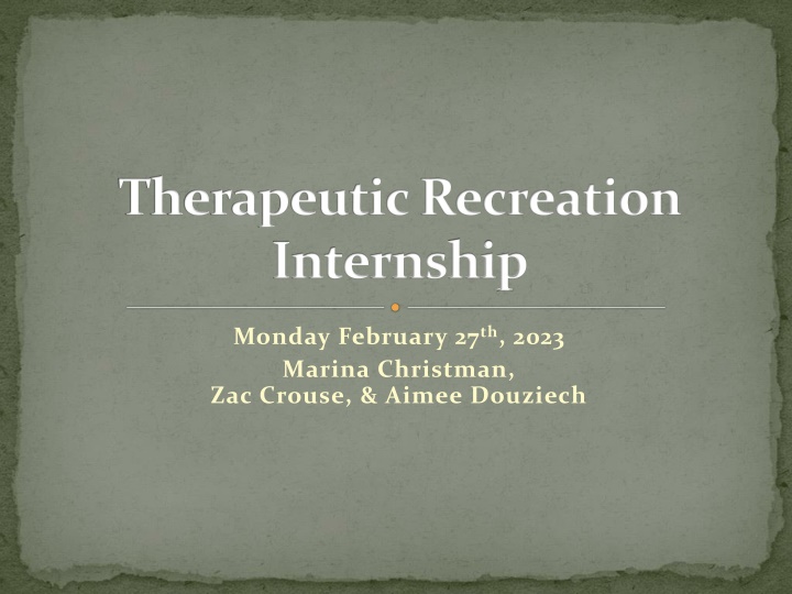 therapeutic recreation internship n.w
