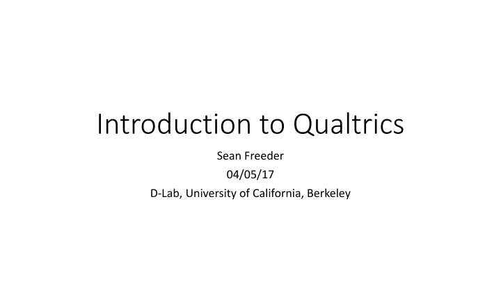 introduction to qualtrics n.w