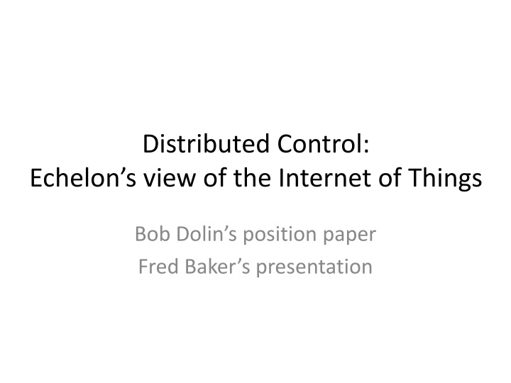 distributed control echelon s view n.w