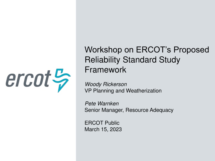 workshop on ercot s proposed reliability standard n.w
