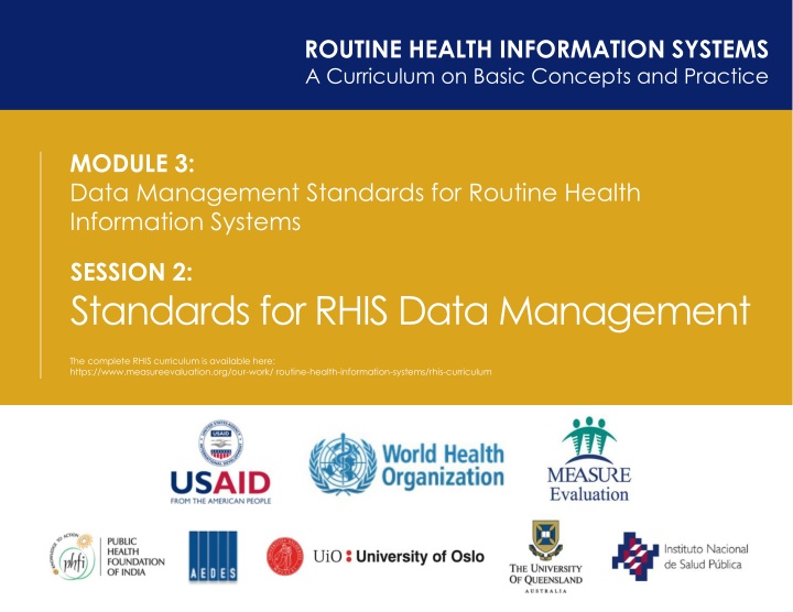 Data Management Standards for Routine Health Information Systems