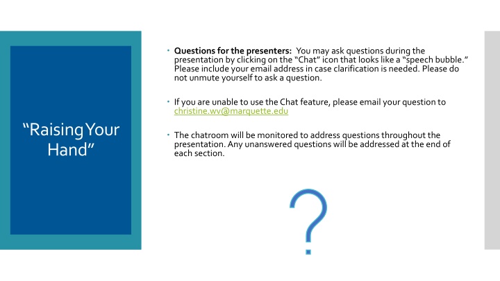questions for the presenters n.w