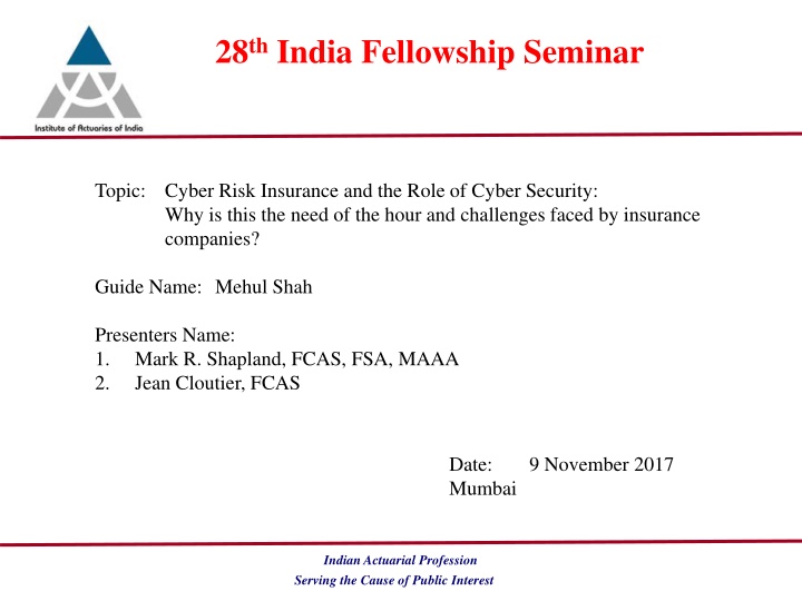 28 th india fellowship seminar n.w