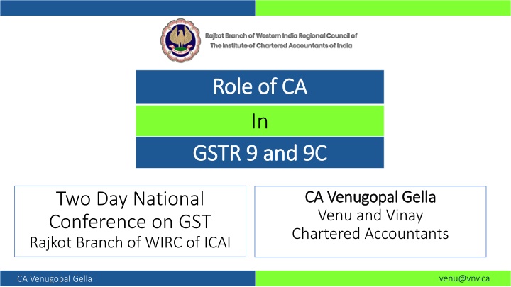 role of ca role of ca in gstr 9 and 9c gstr n.w