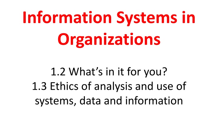 information systems in organizations n.w