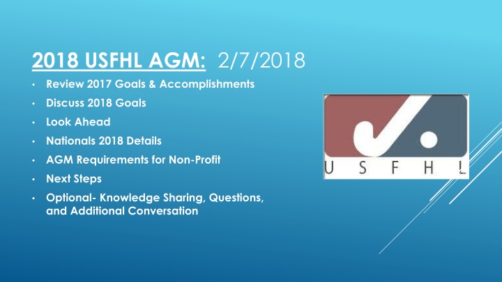 2018 usfhl agm 2 7 2018 review 2017 goals n.w