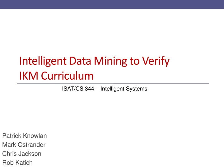 intelligentdatamining to verify ikm curriculum n.w