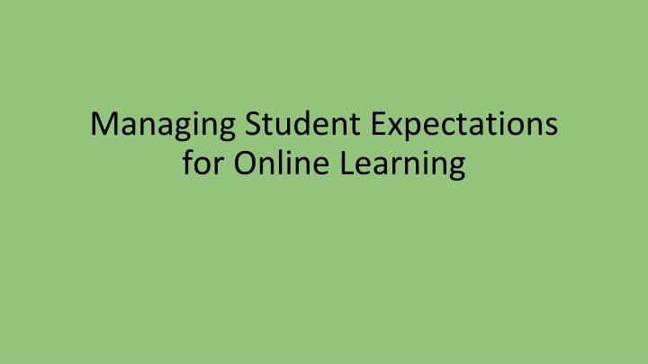 managing student expectations for online learning n.w