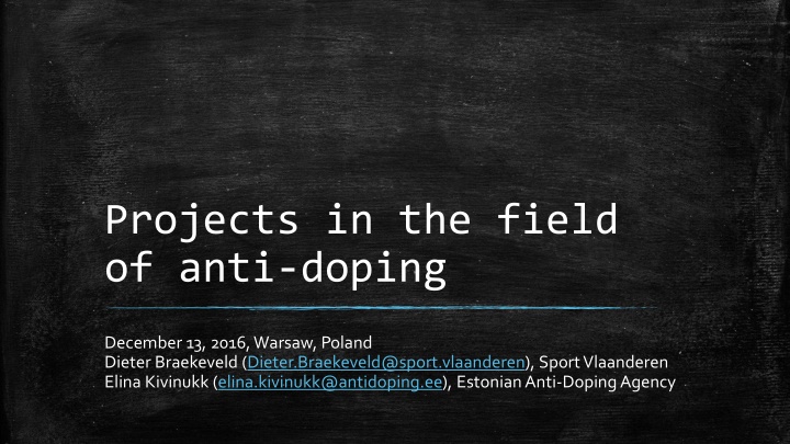 projects in the field of anti doping n.w