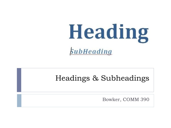 headings subheadings n.w