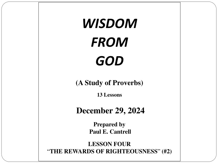 wisdom from god n.w