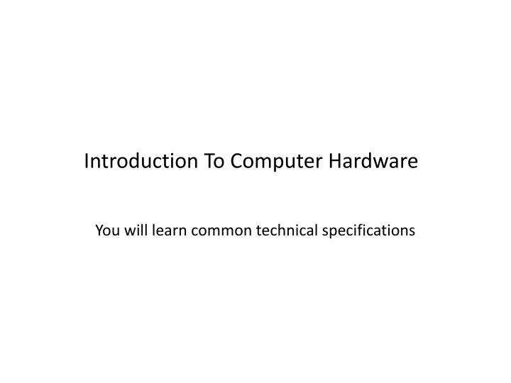 introduction to computer hardware n.w