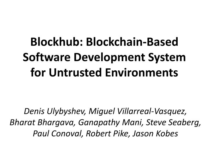 blockhub blockchain based software development n.w