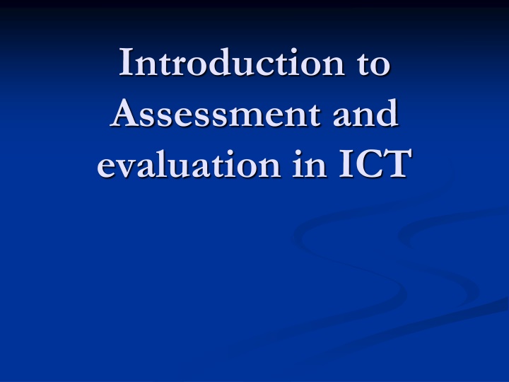 introduction to assessment and evaluation in ict n.w