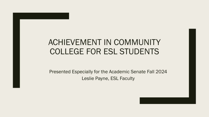 achievement in community college for esl students n.w