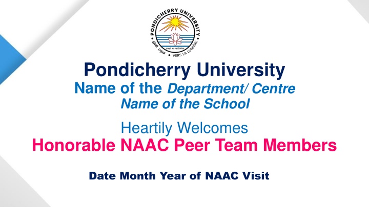 pondicherry university name of the department n.w