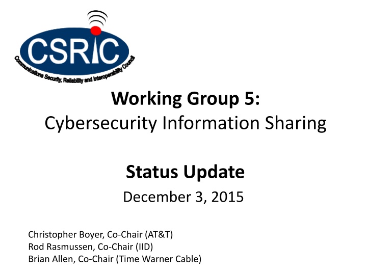 working group 5 cybersecurity information sharing n.w
