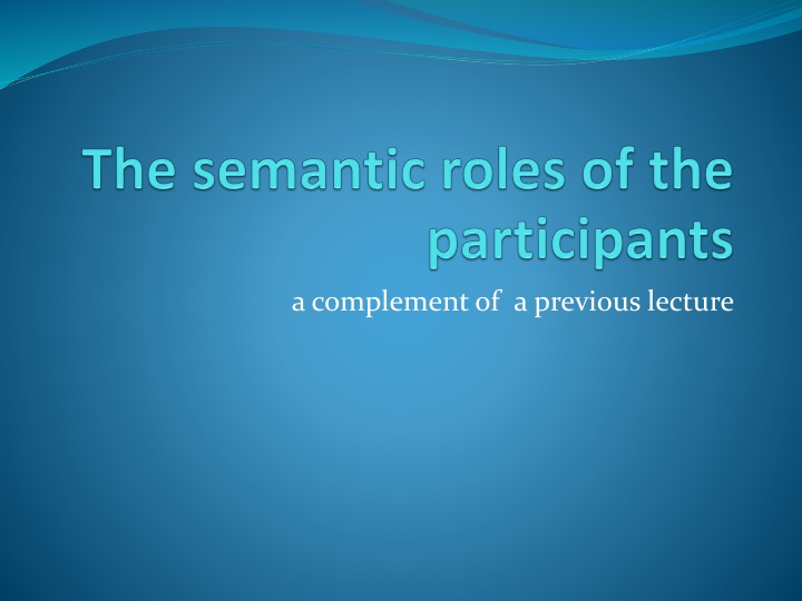 a complement of a previous lecture n.w