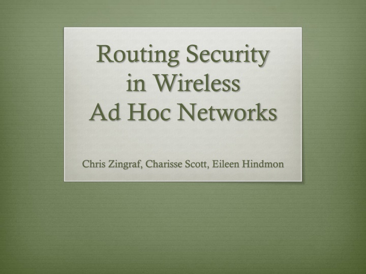 routing security in wireless ad hoc networks n.w