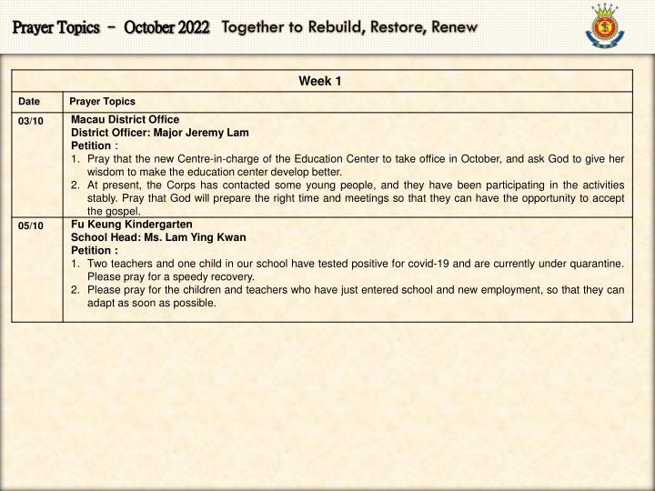 2022 together to rebuild restore renew n.w