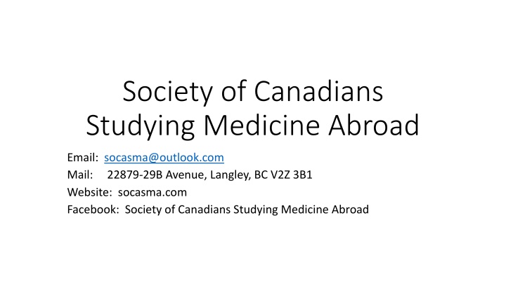 society of canadians studying medicine abroad n.w