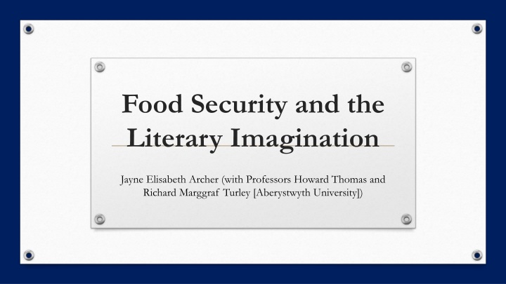 food security and the literary imagination n.w