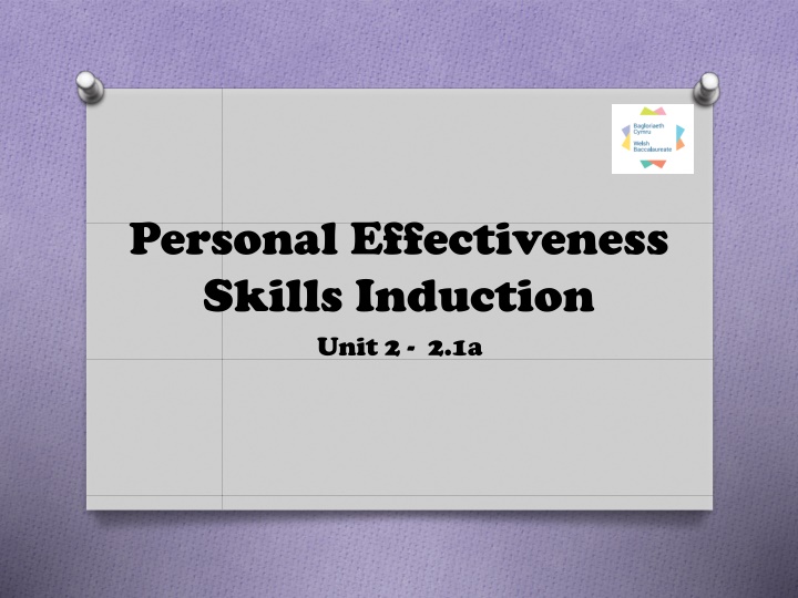 personal effectiveness skills induction unit n.w