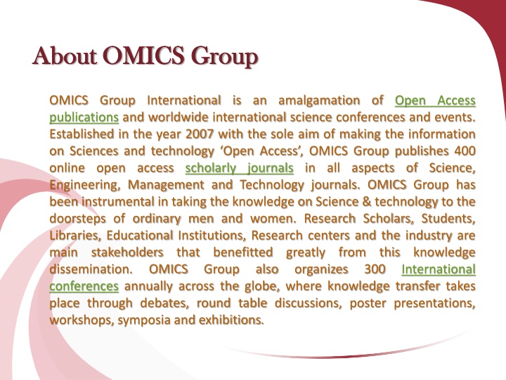 about omics group about omics group n.w