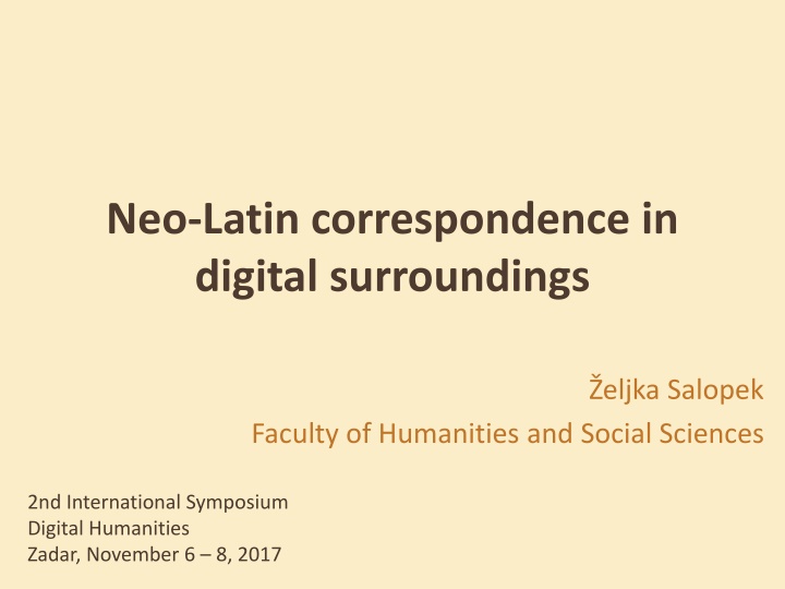 neo latin correspondence in digital surroundings n.w