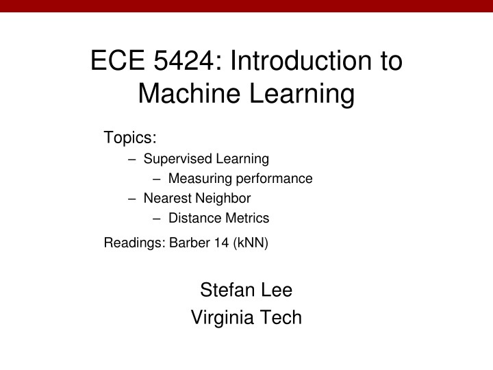 ece 5424 introduction to machine learning n.w