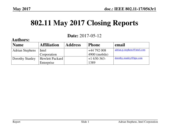 may 2017 n.w