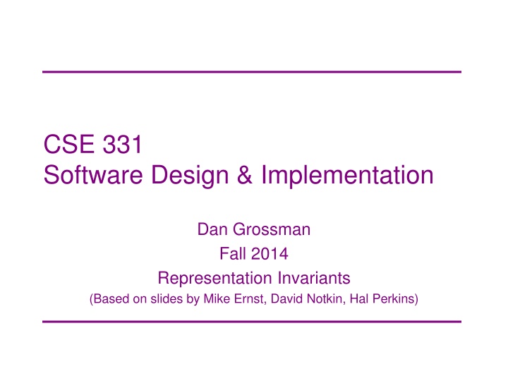 cse 331 software design implementation n.w