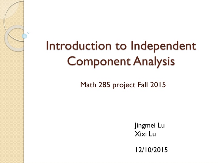 introduction to independent component analysis n.w