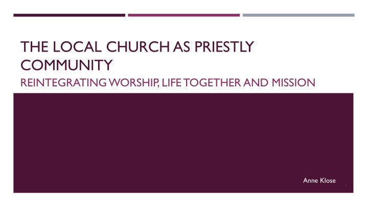 the local church as priestly community n.w