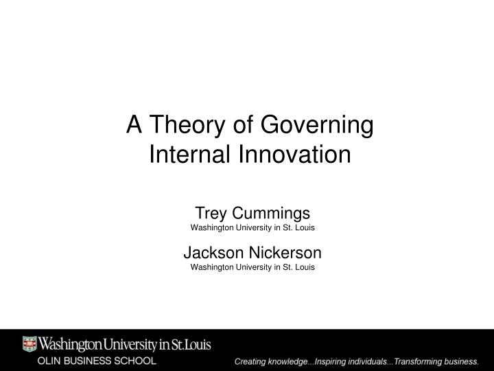 a theory of governing internal innovation n.w
