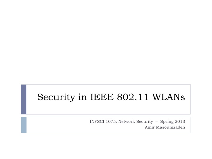 security in ieee 802 11 wlans n.w