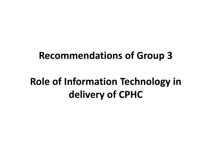 recommendations of group 3 n.w