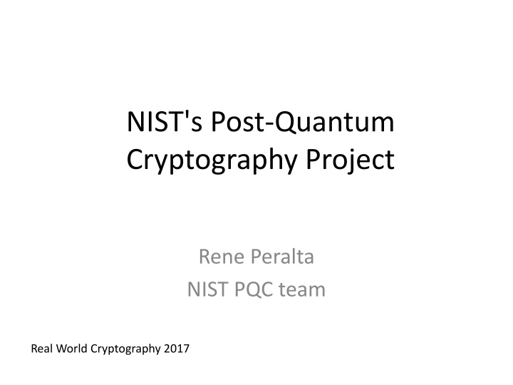 nist s post quantum cryptography project n.w