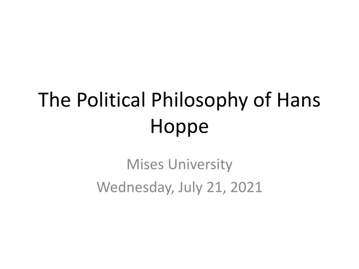 the political philosophy of hans hoppe n.w